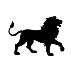 Fototapeta premium Lion silhouette vector illustration of a roaring african animal for logo design and tattoo art