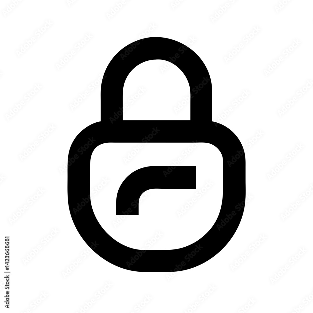 Poster unlock security with this padlock icon featuring a unique r symbol for modern protection