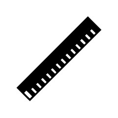 Black ruler illustration for graphic design and educational resources with measurement tool icon