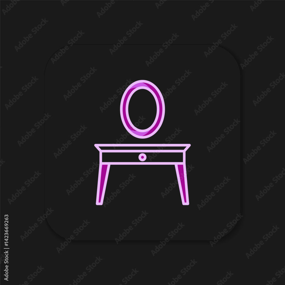 Poster filled outline dressing table icon isolated on black background. flat filled outline style with shad