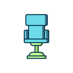 Filled outline Office chair icon isolated on white background. Flat filled outline style with shadow. Vector