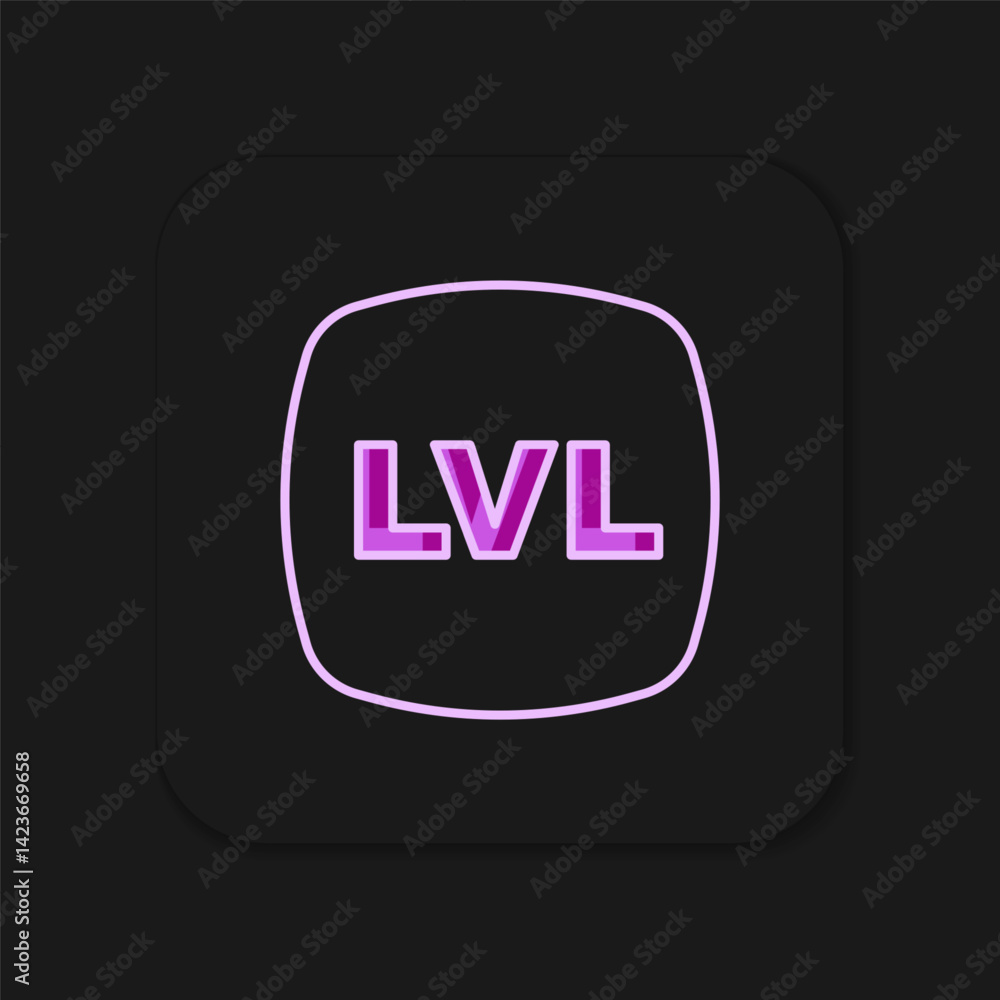 Poster filled outline level game icon isolated on black background. flat filled outline style with shadow. 