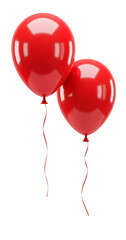 Two shiny red balloons against a white background.