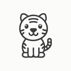 Naklejka premium Little Cute Tiger Cartoon Character logo, Icon, element. Vector illustration