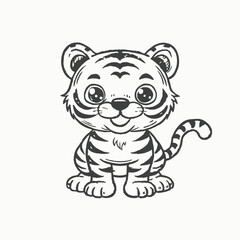 Fototapeta premium Adorable Baby Tiger Cartoon Character .Cute Tiger Dancing, Adorable Wild Animal Cartoon Character Vector Illustration