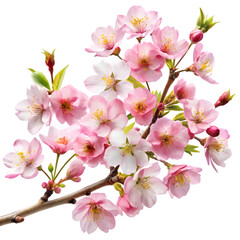 Obraz premium High-quality png of spring sakura cherry blossom branch with blooming flowers Japanese flowers isolated on white background high resolution