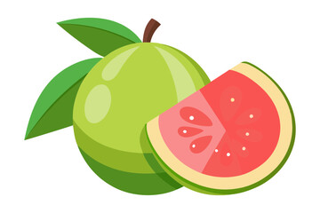 Guava Fruit Slice Vector Clean Style