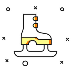 Filled outline Skates icon isolated on white background. Ice skate shoes icon. Sport boots with blades. Flat filled outline style with shadow. Vector