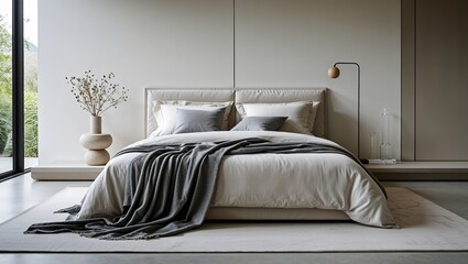 Clean design and soft fabrics make this bed a minimalist dream