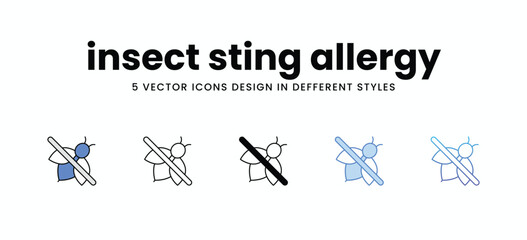 insect sting allergy vector icons set stock illustration