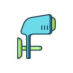 Fototapeta premium Filled outline Outboard boat motor icon isolated on white background. Boat engine. Flat filled outline style with shadow. Vector