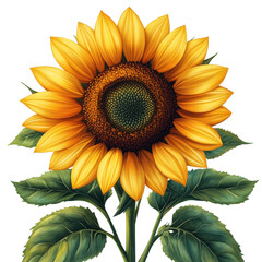 Fototapeta premium Vibrant sunflower blooming in nature close-up photography bright. Isolated on transparent background, png.
