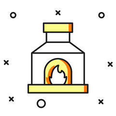 Filled outline Blacksmith oven icon isolated on white background. Flat filled outline style with shadow. Vector