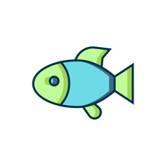 Filled outline Fish icon isolated on white background. Flat filled outline style with shadow. Vector