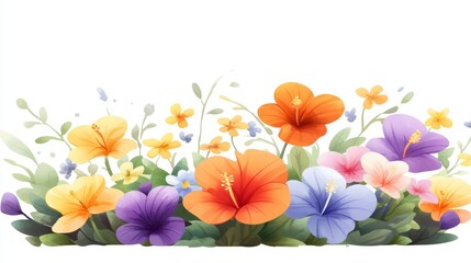 Vibrant Watercolor Hibiscus Flower Bouquet