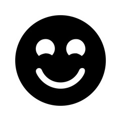 Black and white smiling face icon vector illustration for graphic design and web design use