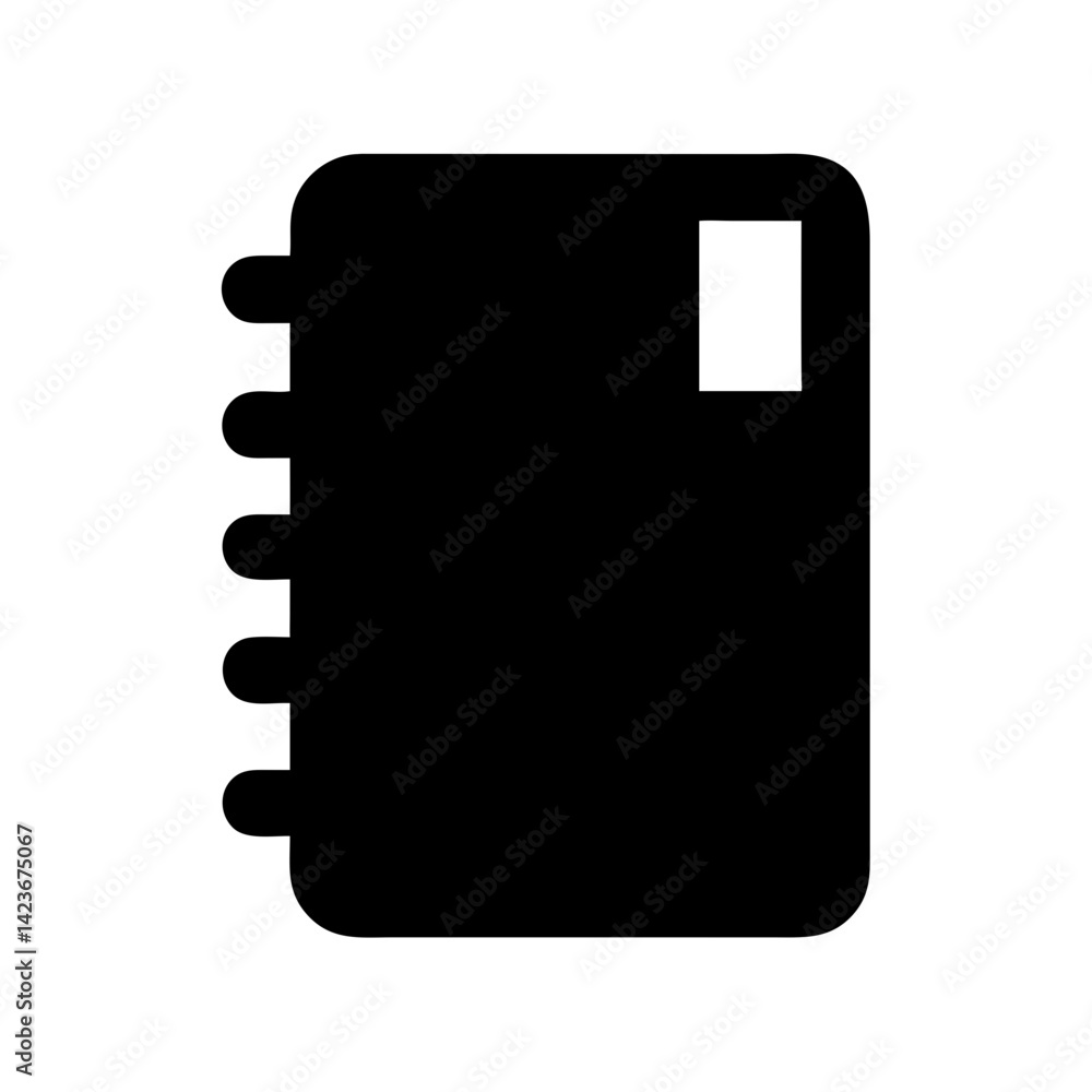 Poster black notebook icon vector illustration for notes diary journal and writing concept graphic design e