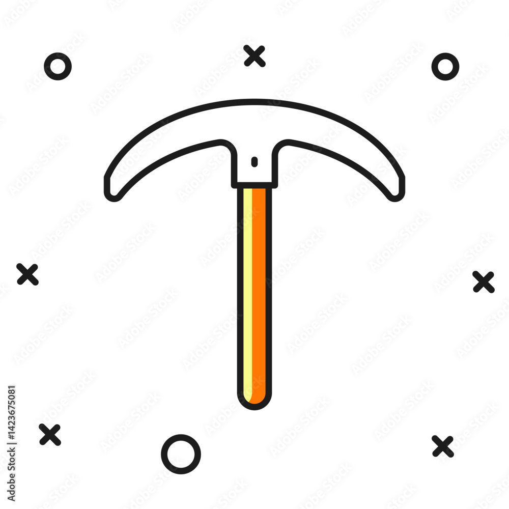 Poster filled outline pickaxe icon isolated on white background. flat filled outline style with shadow. vec
