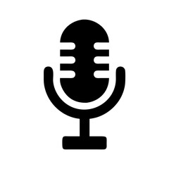 Microphone vector icon for podcasting audio recording studio and voice over broadcasting design element