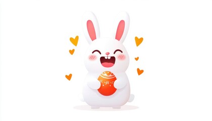 Fototapeta premium Cute bunny holding egg