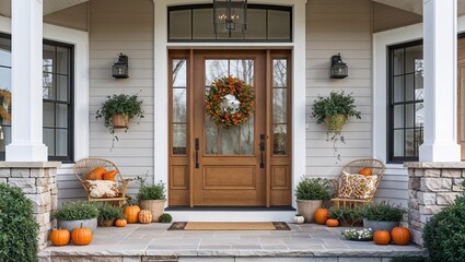 Naklejka premium The perfect balance of minimalism and warmth in this inviting front door