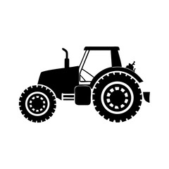 tractor isolated on white, Tractor Silhouette Icon
