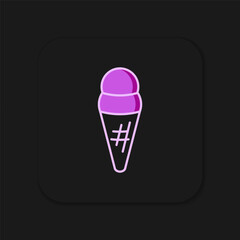 Filled outline Ice cream in waffle cone icon isolated on black background. Sweet symbol. Flat filled outline style with shadow. Vector