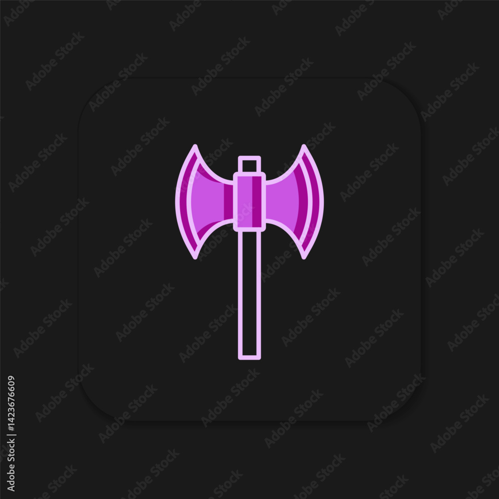Poster filled outline medieval poleaxe icon isolated on black background. flat filled outline style with sh