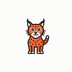 Eurasian lynx or Lynx lynx. Big wild cats. Animals of Europe, Asia and America minimalist head logo, Icon, element. Vector illustration