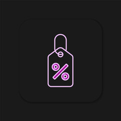Filled outline Discount percent tag icon isolated on black background. Shopping tag sign. Special offer sign. Discount coupons symbol. Flat filled outline style with shadow. Vector