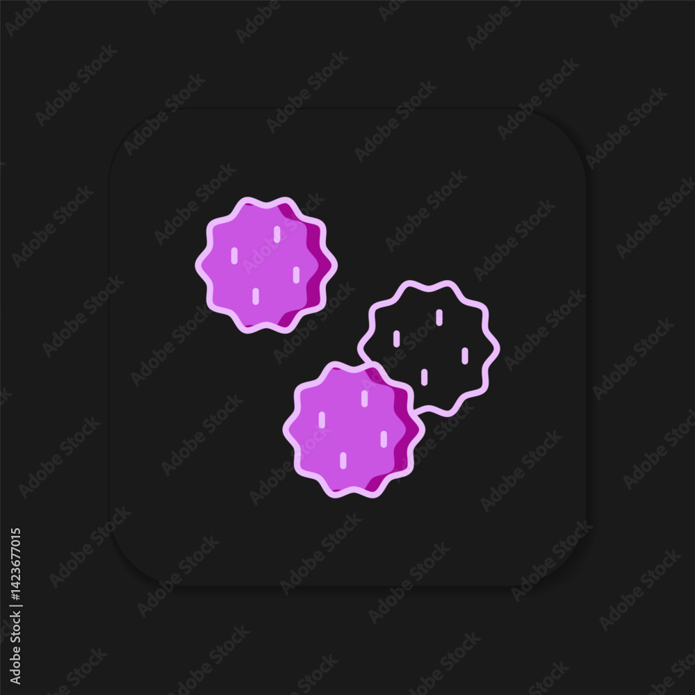 Poster filled outline cookie or biscuit with chocolate icon isolated on black background. flat filled outli