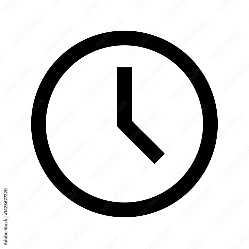 Poster clock time icon vector image showing hours and minutes for design and user interface needs here