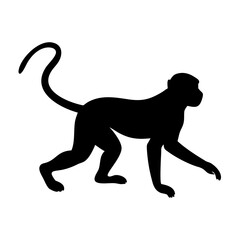 Download this silhouette of a monkey animal primate mammal ape chimpanzee vector illustration now