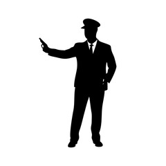 Download silhouette of security guard with gun vector image for security services and protection