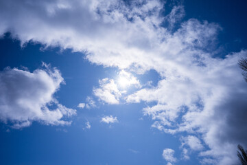 Blue sky and white clouds under the sun