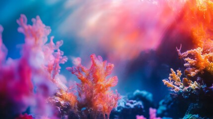 Fototapeta premium Vibrant coral reef underwater scene, ocean life, colorful background