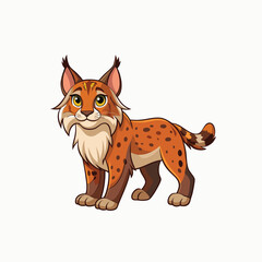 Illustration of cute lynx, Hand drawn cheetah cartoon animal illustration
