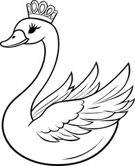 Obraz premium Elegant swan with decorative crown