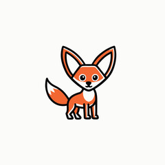 Obraz premium Fennec fox on white background. minimalist head logo, Icon, element. Vector illustration 