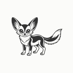 Obraz premium sketch of animal, hand drawn fennec fox Vector Hand Drawn Illustration Isolated On Transparent Background