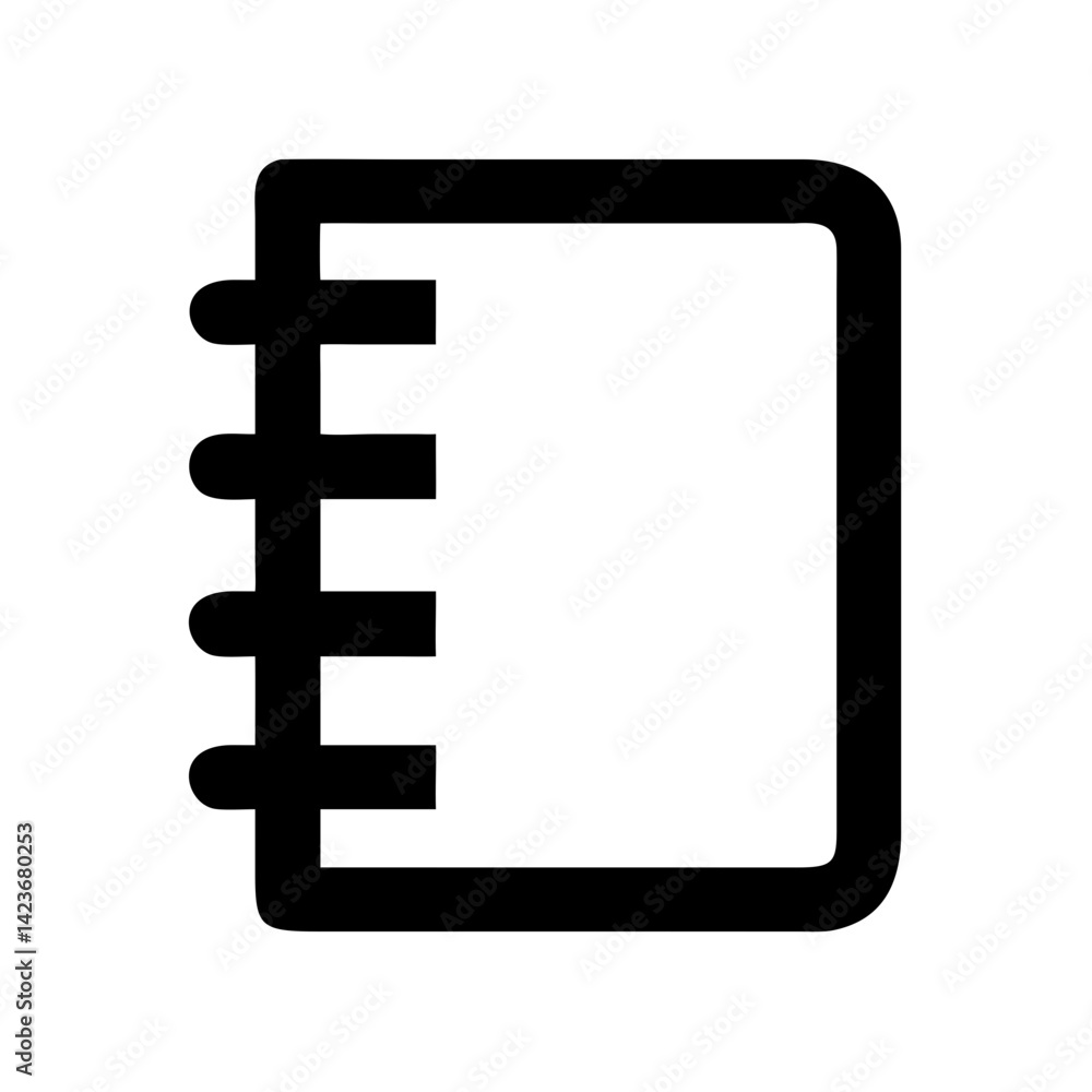 Poster notebook icon vector illustration for note taking and organization in black and white design