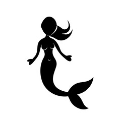 Mermaid silhouette vector illustration for fantasy sea creature design and nautical art projects