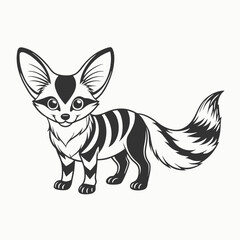 Obraz premium vector drawing sketch of animal, hand drawn fennec fox, isolated White Background