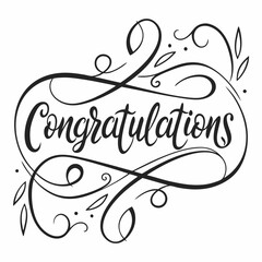 Elegant Congratulations Calligraphy Design - Black & White Script - Festive Banner.
