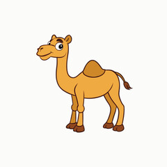 Bactrian camel walking, side view Colorful Camel Vector Illustration