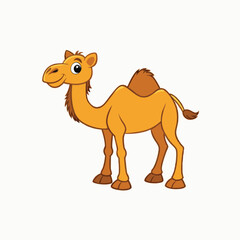 Bactrian camel walking, side view Colorful Camel Vector Illustration