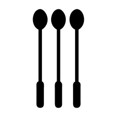 Three black spoons graphic illustration for kitchenware and cooking utensil design projects vector