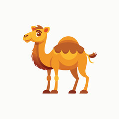 Bactrian camel walking, side view Colorful Camel Vector Illustration