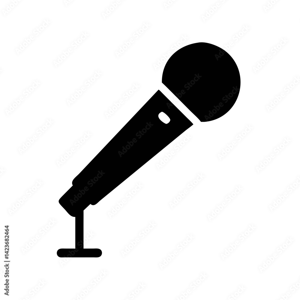 Poster microphone vector illustration for audio recording podcast singing karaoke and speech input applicat
