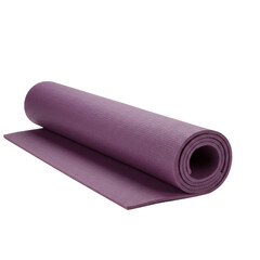Obraz premium Rolled up purple yoga mat offering a comfortable and supportive surface for exercise and mindfulness practices in various settings.